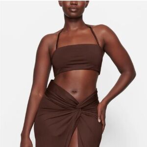 SKIMS Recycled swim cocoa bandeau bikini top size small